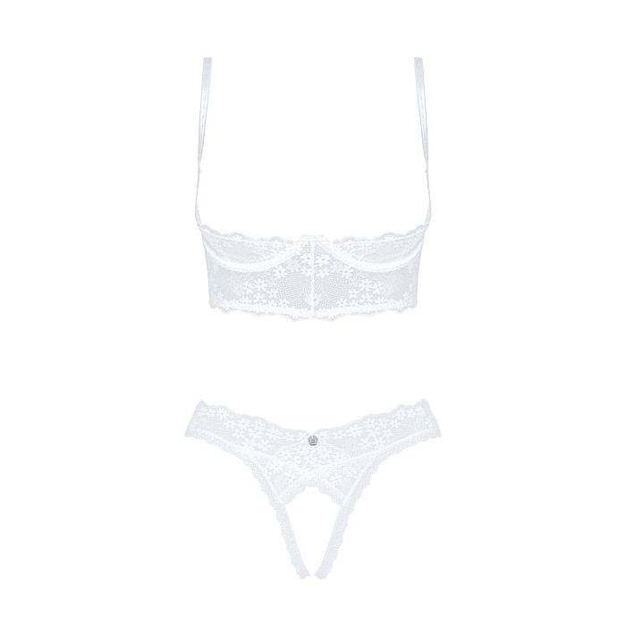 Эротический комплект Obsessive Heavenlly 2-pcs cupless set XS/S, открытая грудь, с доступом