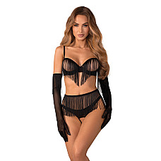 Комплект Obsessive Rossay Black 4-pcs crotchless set 2XL/3XL