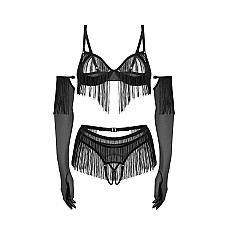Комплект Obsessive Rossay Black 4-pcs crotchless set 2XL/3XL