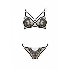 Комплект Passion LORINA SET, S/M, beige, бюстгальтер и трусики