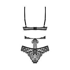 Комплект Obsessive Blomentis 2-pcs set, XS/S, кружевной, лиф с завязками на спине, трусики-слипы