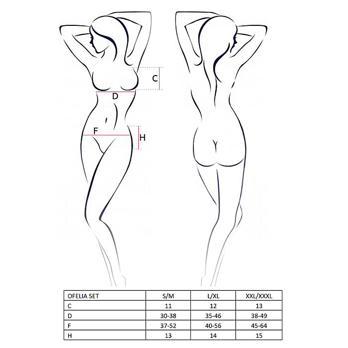 Комплект білизни Passion OFELIA SET OpenBra S/M, white, стрінги, відкритий ліф, широкий пояс