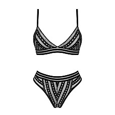 Комплект белья Obsessive Natilya 2-pcs set M/L, black, бюстгальтер, трусики