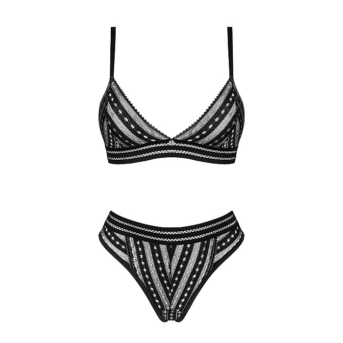 Комплект белья Obsessive Natilya 2-pcs set M/L, black, бюстгальтер, трусики