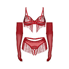 Комплект Obsessive Rossay Red 4-pcs crotchless set L/XL