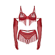 Комплект Obsessive Rossay Red 4-pcs crotchless set L/XL