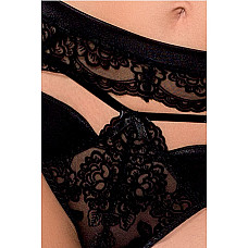 Комплект белья Passion Exclusive TONYA SET L/XL, black, трусики, лиф, пояс для чулок