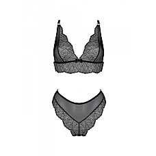 Комплект Passion AMBERLY SET black, S/M, бралетт и трусики бразилиана