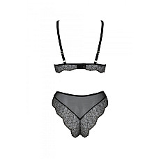 Комплект Passion AMBERLY SET black, S/M, бралетт и трусики бразилиана