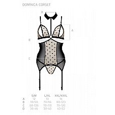 Корсет с открытой грудью Passion DOMINICA CORSET L/XL beige, пажи для чулок, стринги