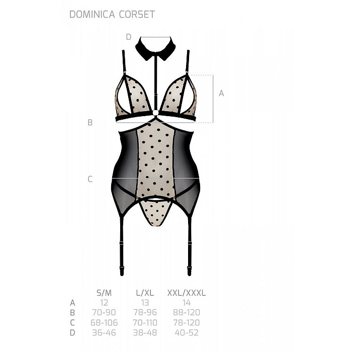 Корсет с открытой грудью Passion DOMINICA CORSET L/XL beige, пажи для чулок, стринги