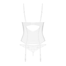Корсет Obsessive Alissium corset&thong, XS/S, гибкие косточки, открытая спина, стринги в комплекте