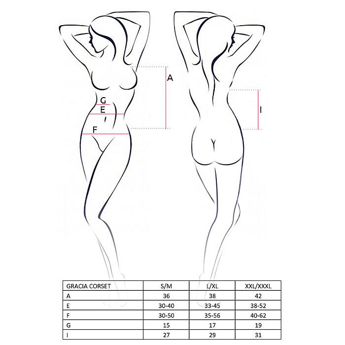 Распродажа!!! Корсет с пажами GRACIA CORSET black S/M - Passion, трусики, полупрозрачный