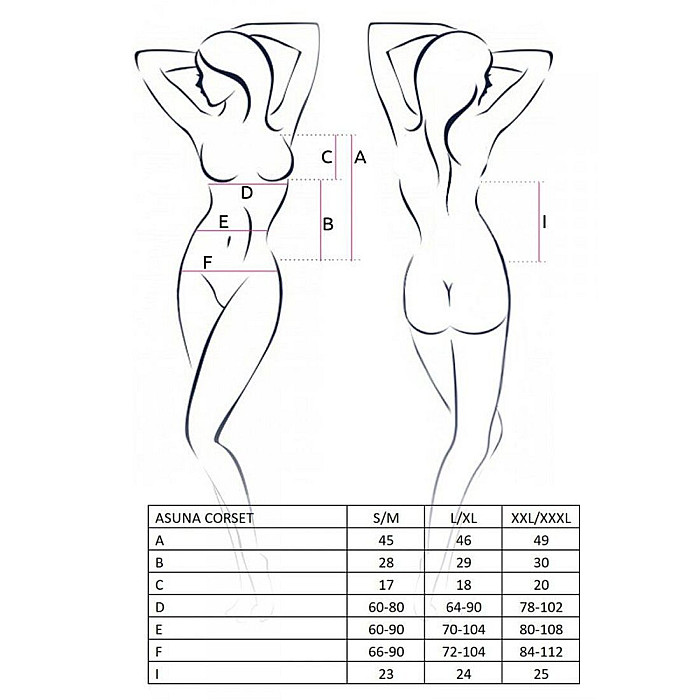 Корсет під шкіру ASUNA CORSET black XXL/XXXL Passion
