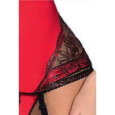 Корсет с пажами BRIDA CORSET red S/M - Passion Exclusive, трусики, шнуровка