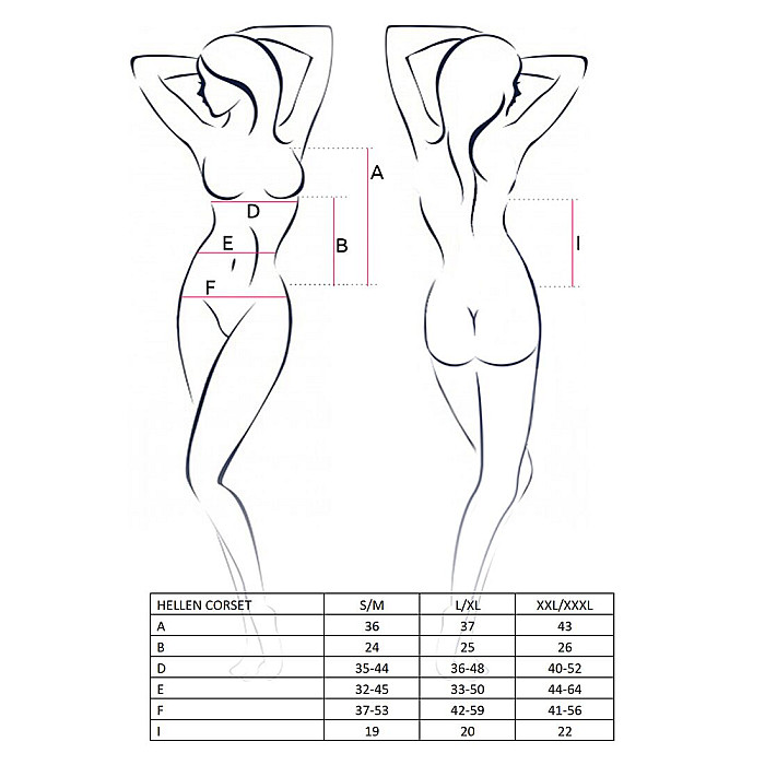 Корсет с пажами Passion HELLEN CORSET S/M, black, трусики, полупрозрачный