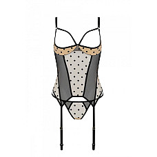 Корсет Passion MARINA CORSET, L/XL, beige, с открытыми чашками
