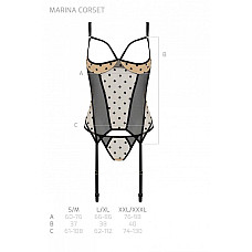 Корсет Passion MARINA CORSET, L/XL, beige, с открытыми чашками
