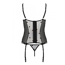 Корсет с подвязками, стринги Passion LOVELIA CORSET S/M, black
