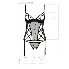 Корсет с подвязками, стринги Passion LOVELIA CORSET S/M, black