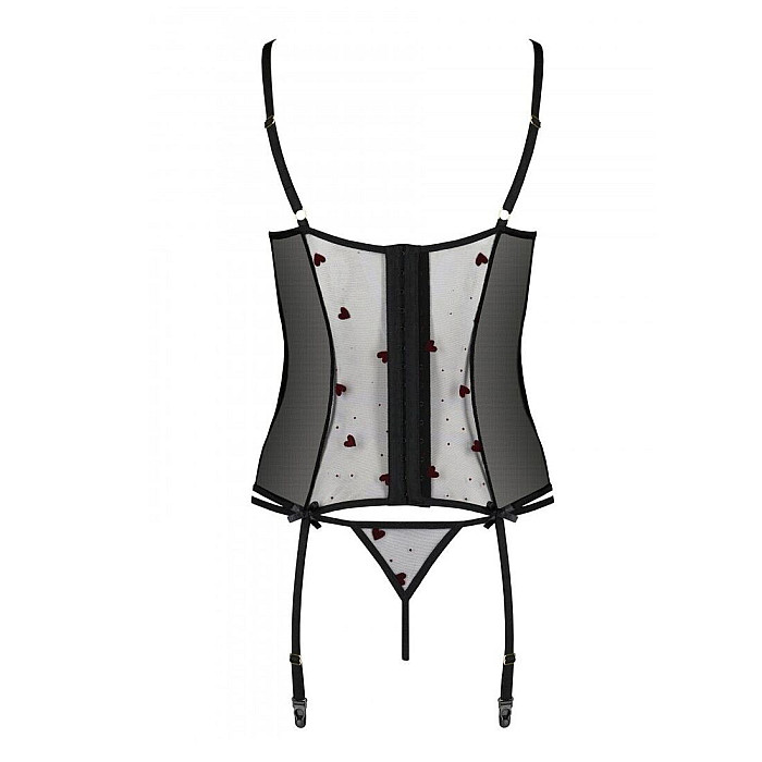Корсет с подвязками, стринги Passion LOVELIA CORSET XXL/XXXL, black