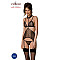 Корсет с открытой грудью Passion DOMINICA CORSET L/XL black, пажи для чулок, стринги