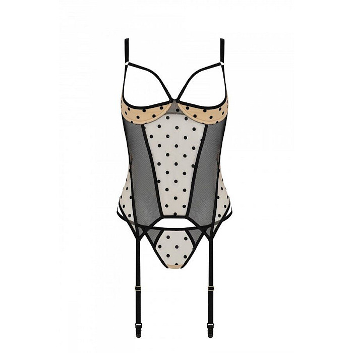 Корсет Passion MARINA CORSET, XXL/XXXL, beige, с открытыми чашками