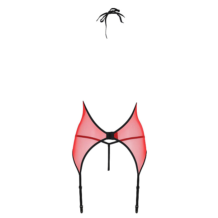 Корсет с пажами для чулок Passion PEONIA CORSET S/M red, стринги