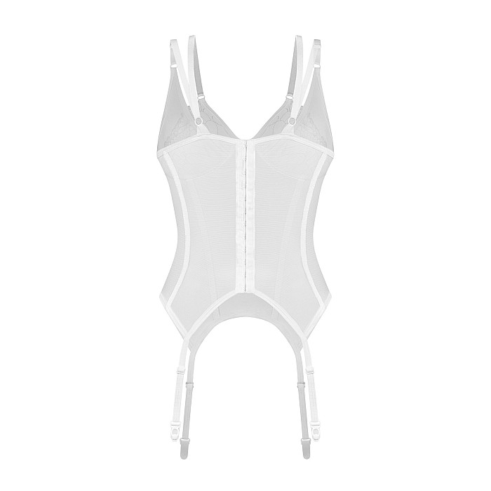 Корсет Obsessive Arrowel White corset S/M, с подвязками для чулок