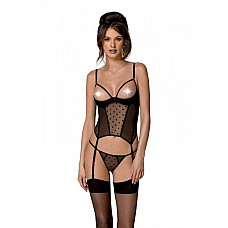 Корсет Passion MARINA CORSET, L/XL, black, с открытыми чашками