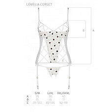 Корсет с подвязками, стринги Passion LOVELIA CORSET S/M, white