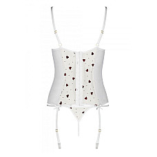 Корсет с подвязками, стринги Passion LOVELIA CORSET S/M, white