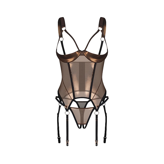 Корсет Obsessive Soranna cupless corset & crotchless thong S/M
