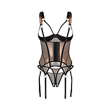 Корсет Obsessive Soranna cupless corset & crotchless thong S/M