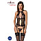 Корсет с пажами Passion SATARA CORSET L/XL black, стринги, кружево, застежки спереди и сзади