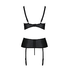 Корсет с открытой грудью Passion JANNIES CORSET S/M black, стринги в наборе