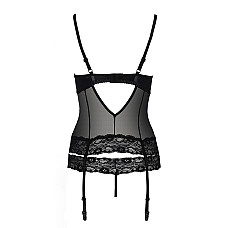 Корсет с открытой грудью Passion Exclusive NORTH CORSET L/XL, black, пажи, трусики, шнуровка