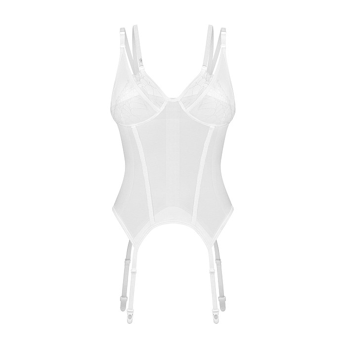 Корсет Obsessive Arrowel White corset L/XL, с подвязками для чулок