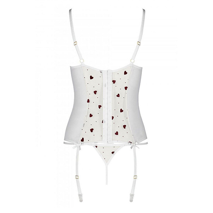 Корсет с подвязками, стринги Passion LOVELIA CORSET XXL/XXXL, white
