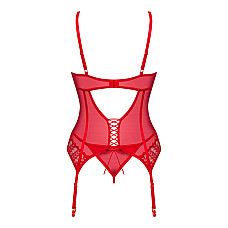 Комплект корсет и стринги Obsessive Ingridia corset & thong XS/S, красный
