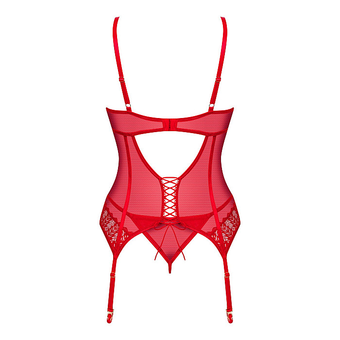 Комплект корсет и стринги Obsessive Ingridia corset & thong XS/S, красный
