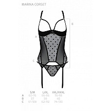 Корсет Passion MARINA CORSET, XXL/XXXL, black, с открытыми чашками