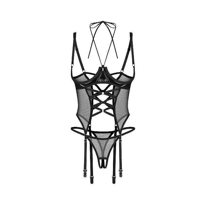 Корсет Obsessive Dominna cupless corset & crotchless thong L/XL
