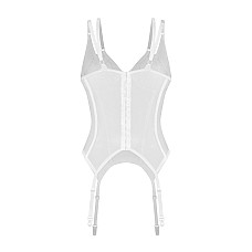 Корсет Obsessive Arrowel White corset 2XL/3XL, с подвязками для чулок