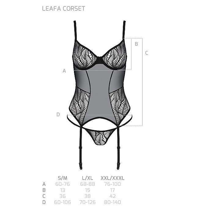 Корсет Passion LEAFA CORSET black S/M - ECO Passion