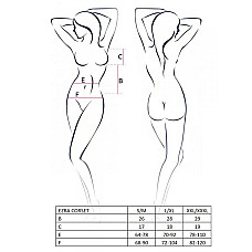 Корсет с декольте Passion ERZA CORSET L/XL, black, пажи, трусики, полупрозрачный
