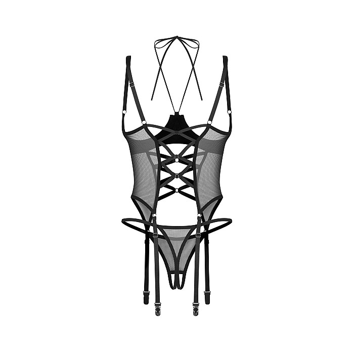 Корсет Obsessive Dominna cupless corset & crotchless thong 2XL/3X