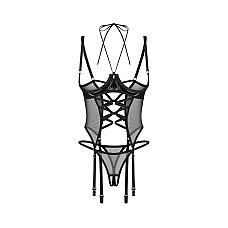 Корсет Obsessive Dominna cupless corset & crotchless thong 2XL/3X