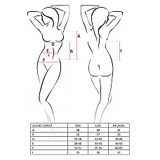 Корсет с пажами Passion JOLENE CORSET L/XL, black, трусики, полуоткрытая грудь, полупрозрачный