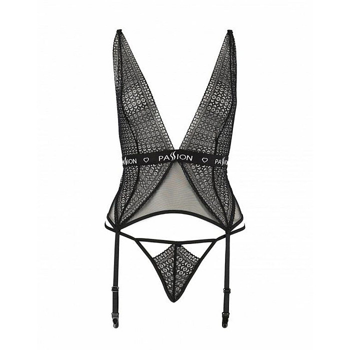 Полупрозрачный корсет Passion Exclusive MIRAJANE CORSET L/XL, black